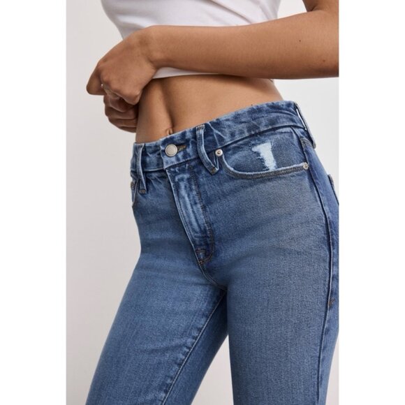 NWT GOOD AMERICAN Good Legs Flare Deep V Yoke Jeans INDIGO513 | Size 15 Plus - Picture 4 of 13